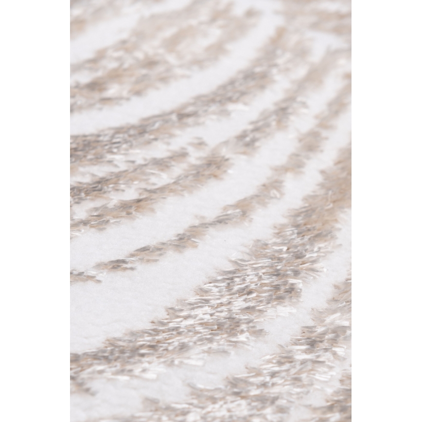 Rond vloerkleed SALAMANCA 100 cm beige/wit met bladmotief