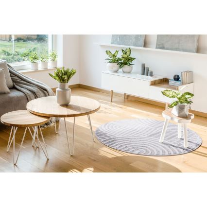 Rond vloerkleed SALAMANCA 100 cm grijs/wit