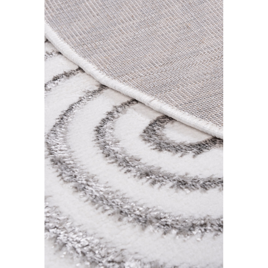 Rond vloerkleed SALAMANCA 100 cm grijs/wit