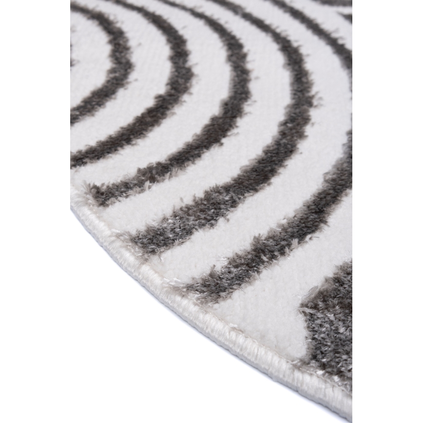 Rond vloerkleed SALAMANCA 100 cm grijs/wit