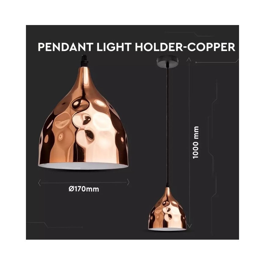 Rose Goud Hanglamp aan een koord 1x E27 / 60W / 230V