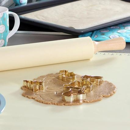 Rouleau en bois recouvert de silicone TORO, 43 cm — crème