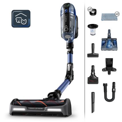 Rowenta - Steelstofzuiger met een dweil X-FORCE FLEX ANIMAL AQUA AUTO 3in1 480W/32,4V 2500 mAh blauw