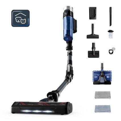 Rowenta - Steelstofzuiger met een dweil X-FORCE FLEX ANIMAL AQUA AUTO 4in1 250W/25,2V 2500 mAh zwart/blauw