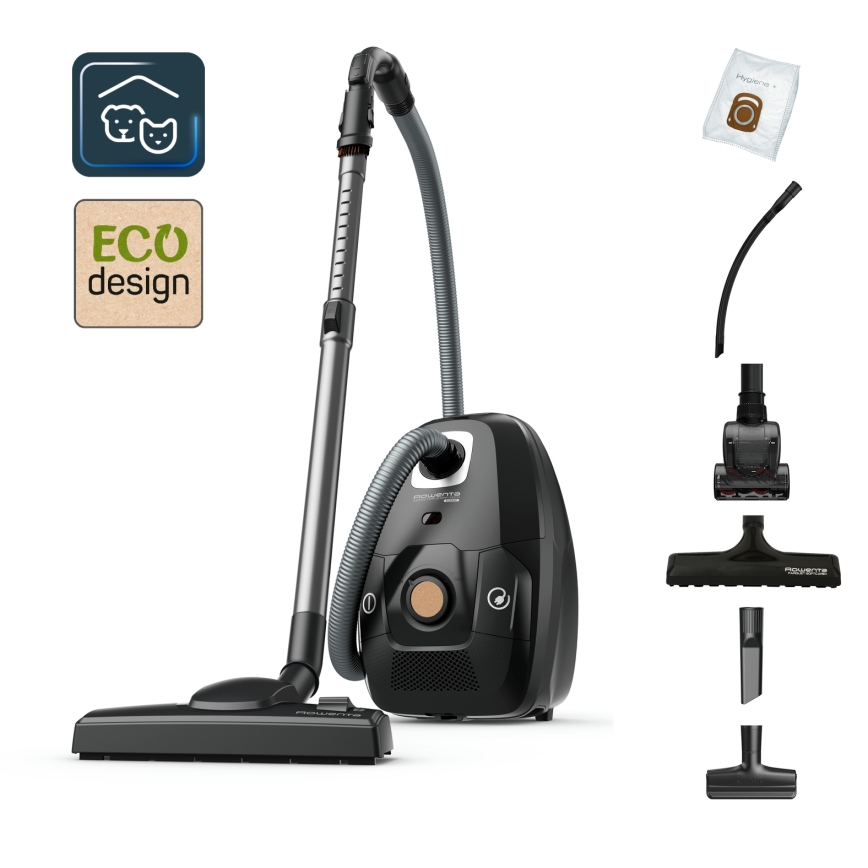 Rowenta - Zakstofzuiger GROEN FORCE EFFITECH ECO TOTAL CLEAN 400W/230V zwart