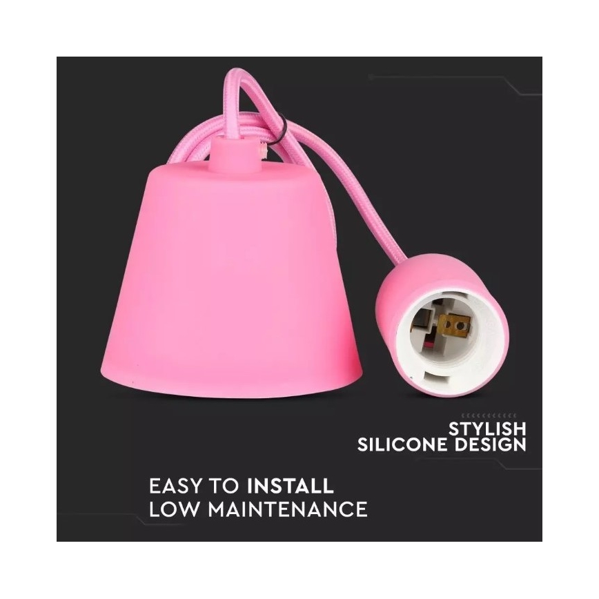 Roze Hanglamp aan een koord 1x E27 / 60W / 230V