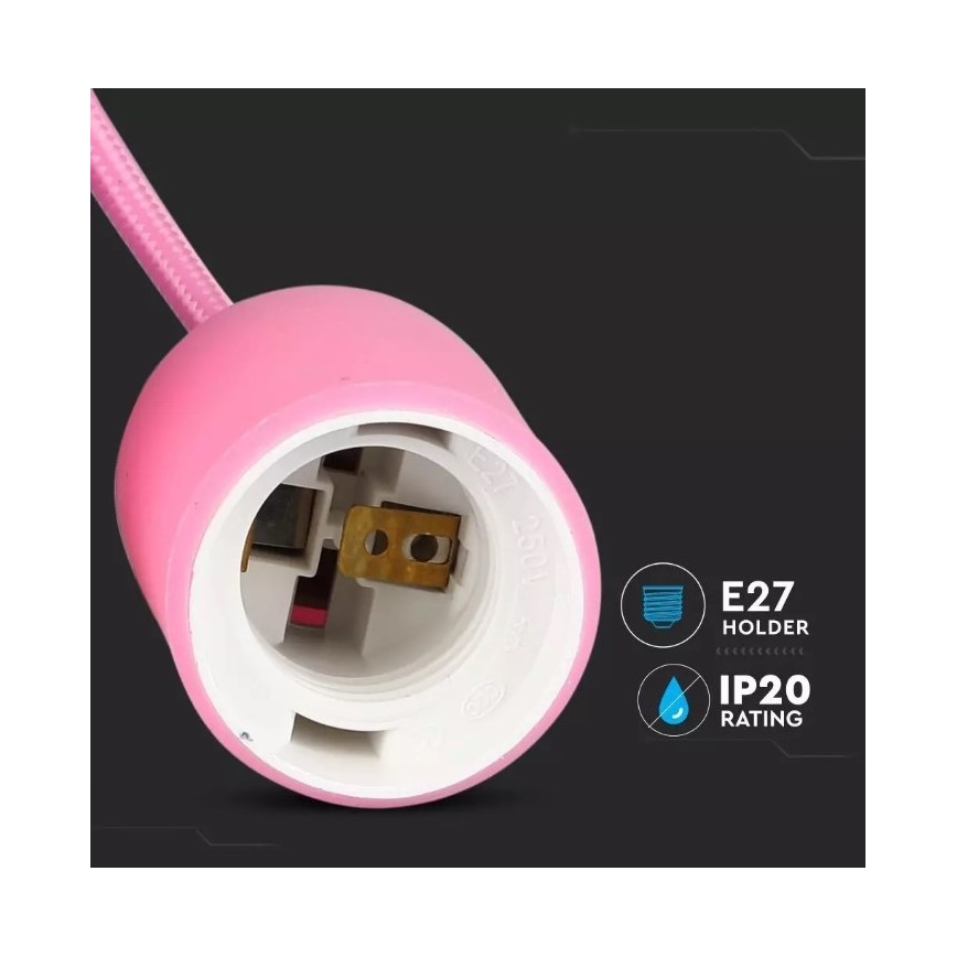 Roze Hanglamp aan een koord 1x E27 / 60W / 230V