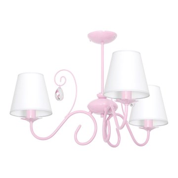 Roze Hanglamp kinderkamer LAURA 3x E14 / 60W / 230V