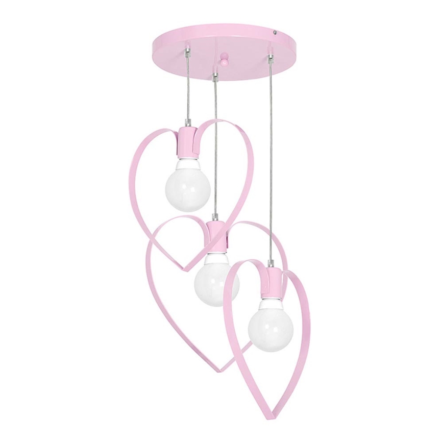 vice versa Laboratorium Creatie Roze Hanglamp kinderkamer LOVE 3x E27 / 60W / 230V | Lumimania