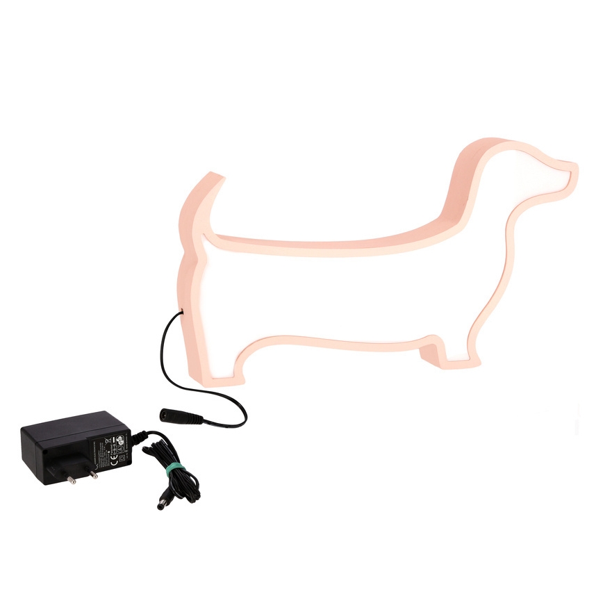 Roze LED tafel lamp voor kinderen DOG LED/12W/230V