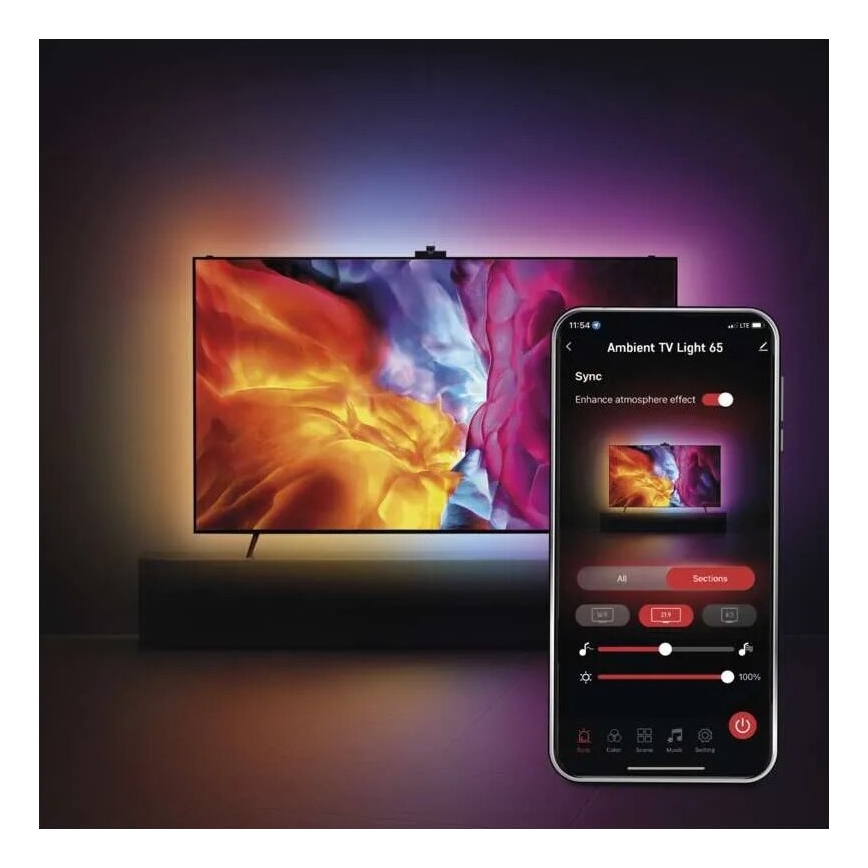 Ruban RGBIC pour TV GoSmart LED/24W/230V 65“