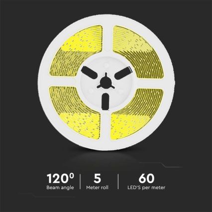 Ruban solaire à intensité variable LED/1,2W/3,7V 4000K IP67 5m + télécommande