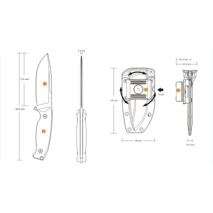 Ruike RUJF118B - JAGER mes 22,3 cm, zwart