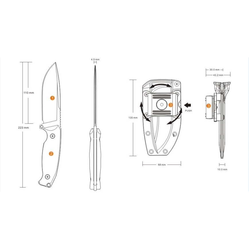 Ruike RUJF118B - JAGER mes 22,3 cm, zwart