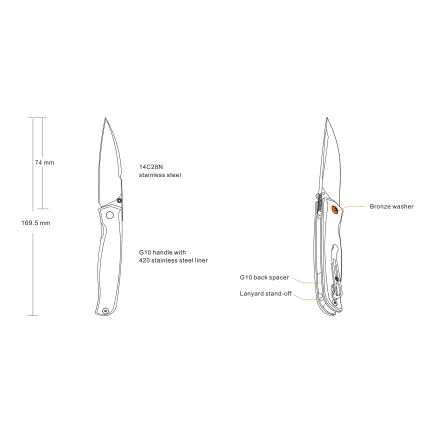 Ruike RUP661B - Opvouwbaar compact mes 16,9 cm zwart