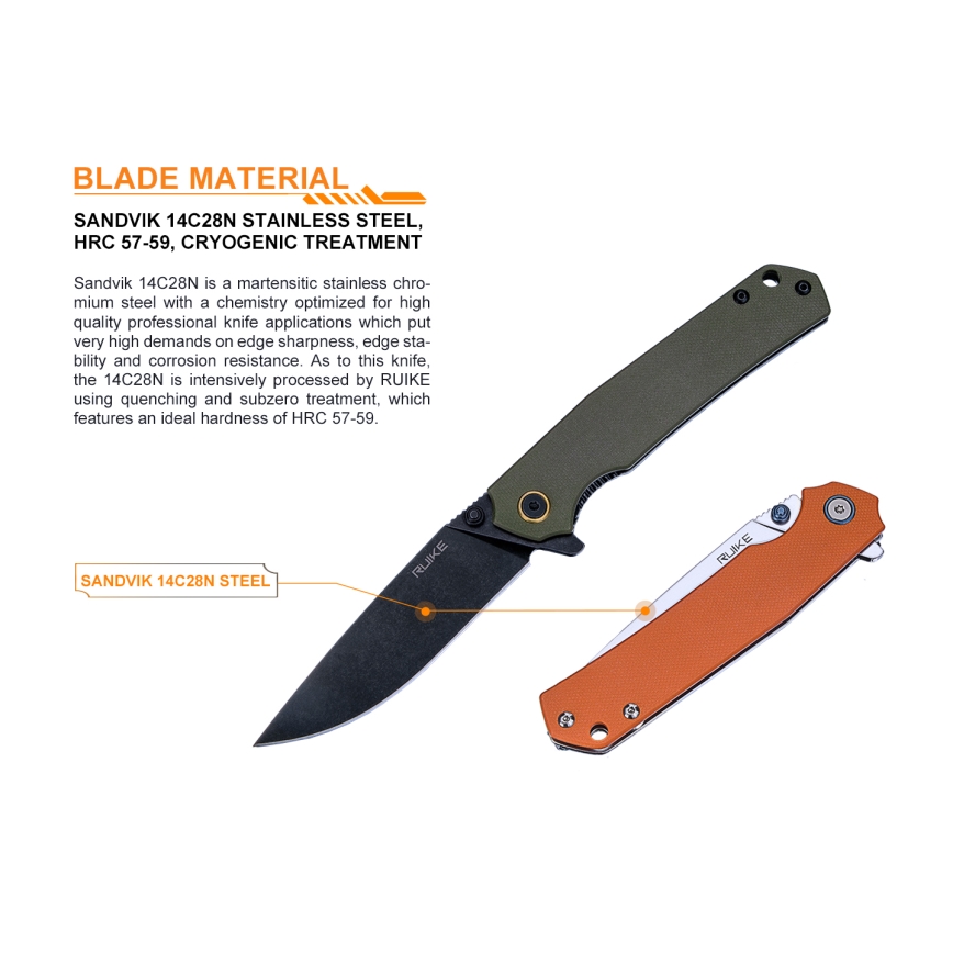 Ruike RUP801G - Opvouwbaar zakmes 20 cm groen