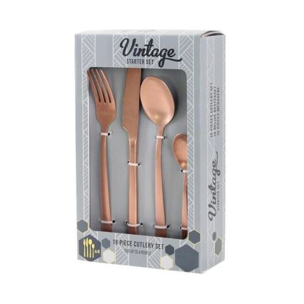 RVS bestekset MANILLE VINTAGE, 16-delig, koperkleurig