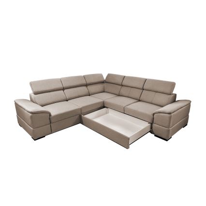 Salon d'angle universel pliable avec un espace de stockage GRANADA beige