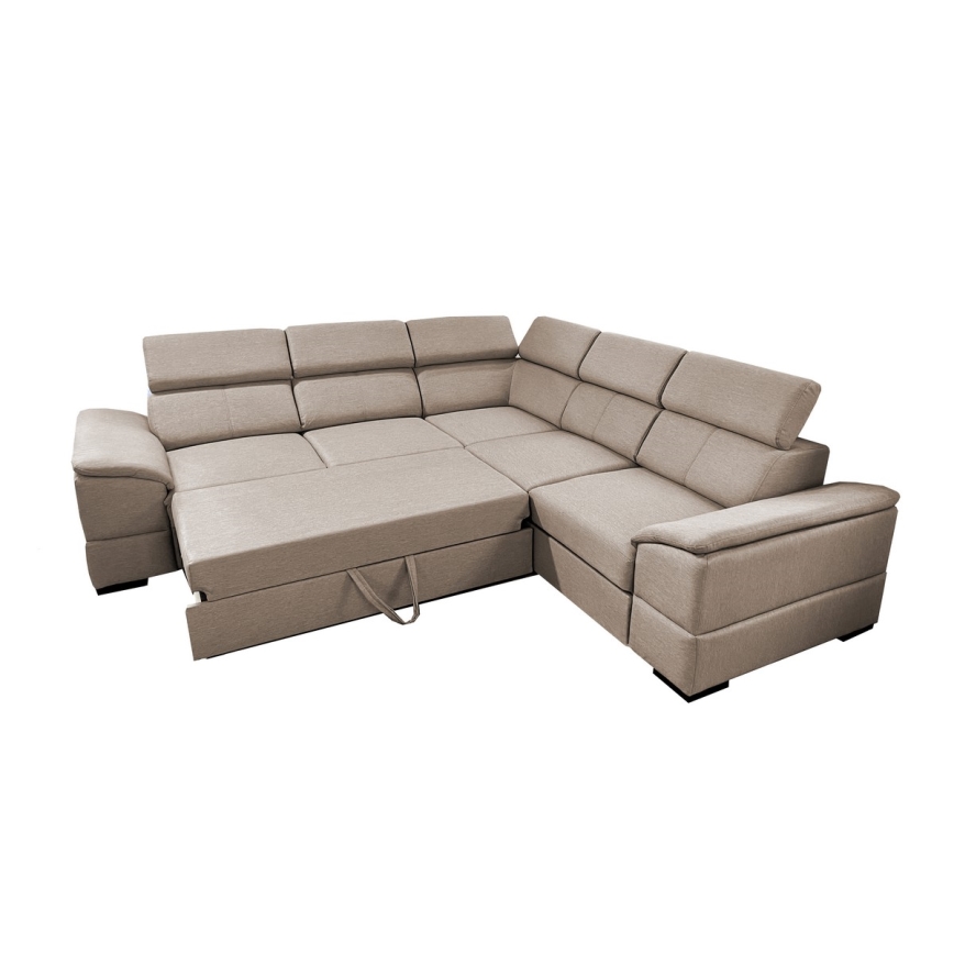 Salon d'angle universel pliable avec un espace de stockage GRANADA beige
