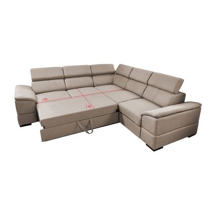 Salon d'angle universel pliable avec un espace de stockage GRANADA beige