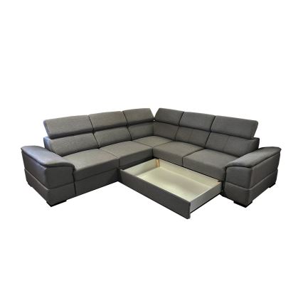 Salon d'angle universel pliable avec un espace de stockage GRANADA gris foncé