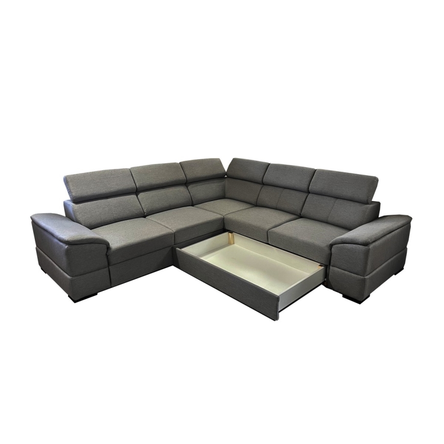 Salon d'angle universel pliable avec un espace de stockage GRANADA gris foncé
