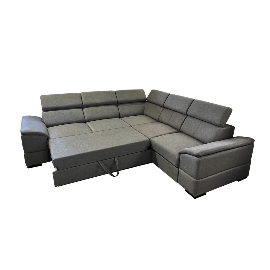 Salon d'angle universel pliable avec un espace de stockage GRANADA gris foncé