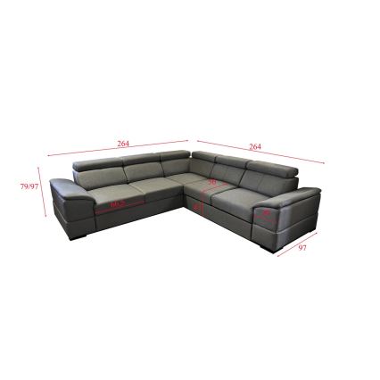 Salon d'angle universel pliable avec un espace de stockage GRANADA gris foncé