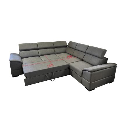 Salon d'angle universel pliable avec un espace de stockage GRANADA gris foncé