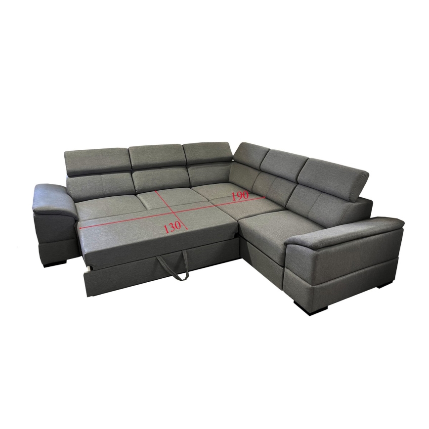 Salon d'angle universel pliable avec un espace de stockage GRANADA gris foncé