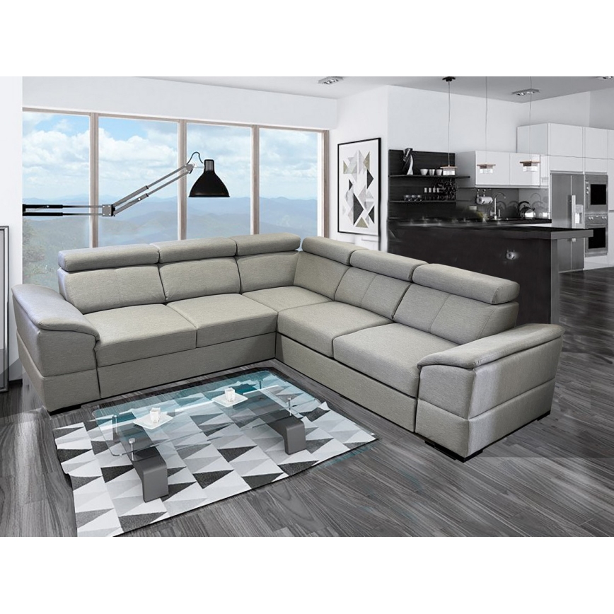 Salon d'angle universel pliable avec un espace de stockage GRANADA gris