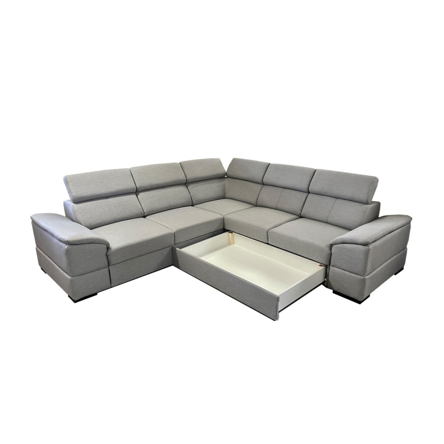 Salon d'angle universel pliable avec un espace de stockage GRANADA gris
