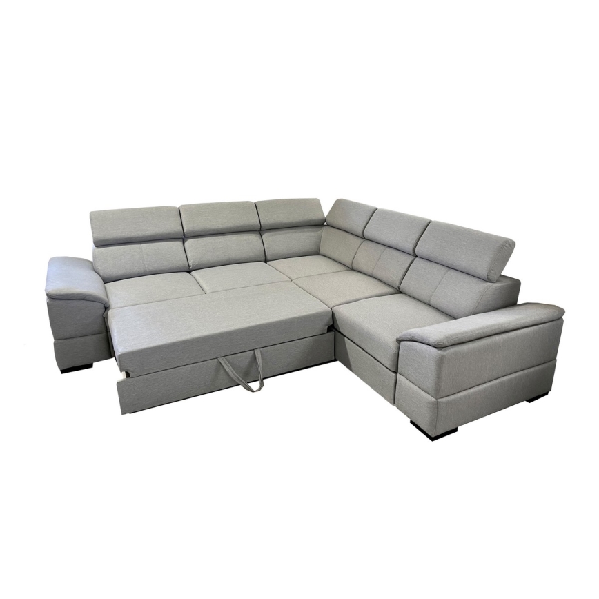 Salon d'angle universel pliable avec un espace de stockage GRANADA gris