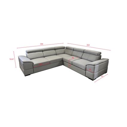 Salon d'angle universel pliable avec un espace de stockage GRANADA gris
