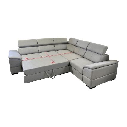 Salon d'angle universel pliable avec un espace de stockage GRANADA gris
