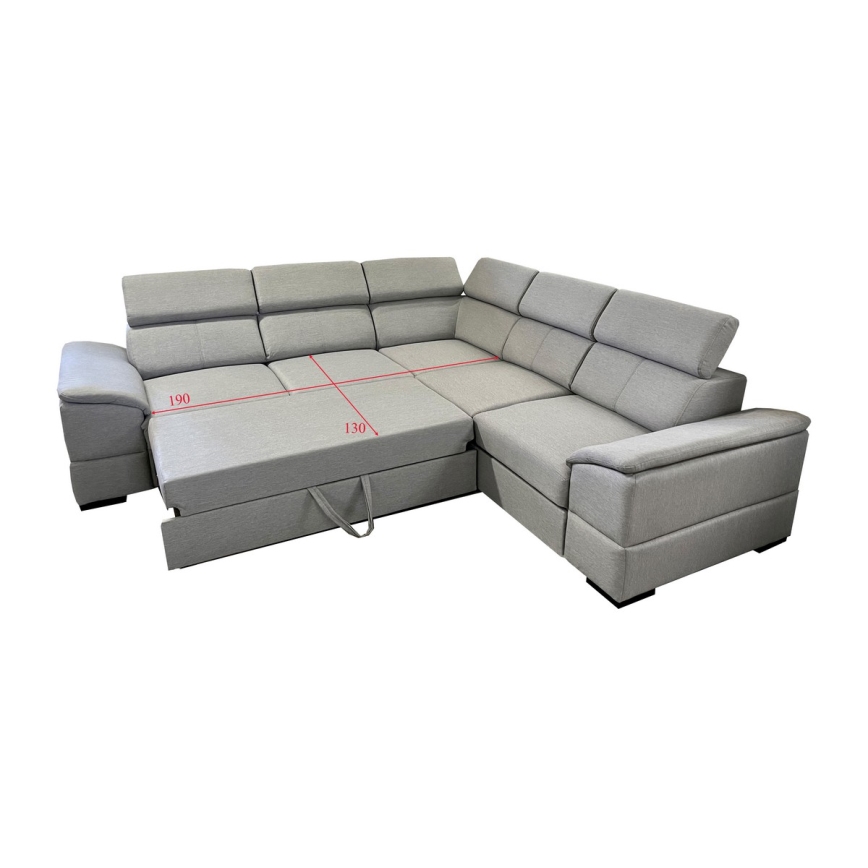 Salon d'angle universel pliable avec un espace de stockage GRANADA gris