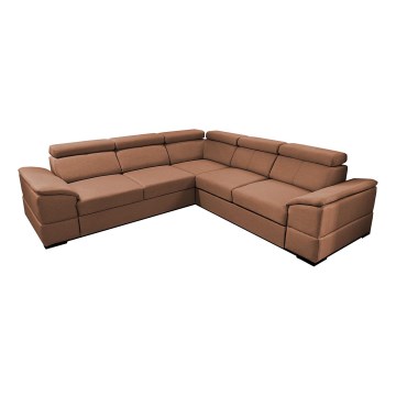 Salon d'angle universel pliable avec un espace de stockage GRANADA marron