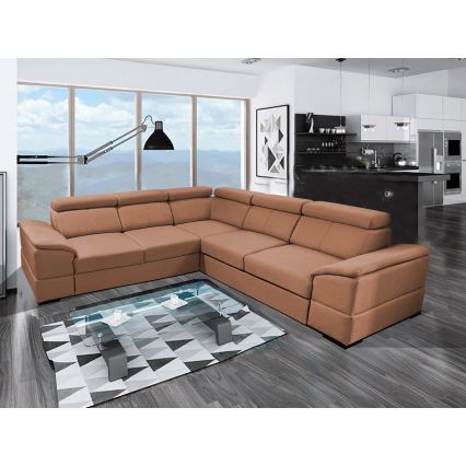 Salon d'angle universel pliable avec un espace de stockage GRANADA marron