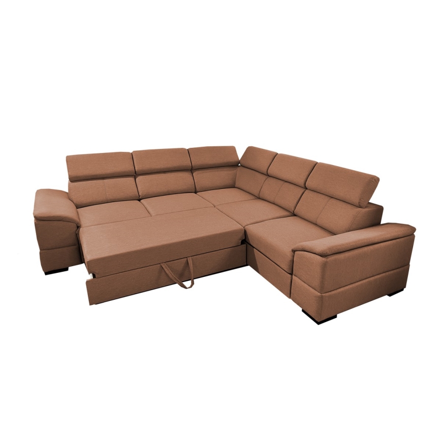 Salon d'angle universel pliable avec un espace de stockage GRANADA marron