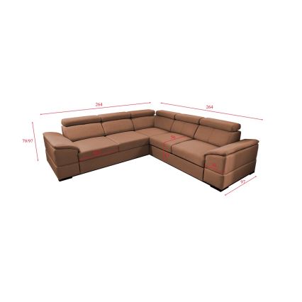 Salon d'angle universel pliable avec un espace de stockage GRANADA marron