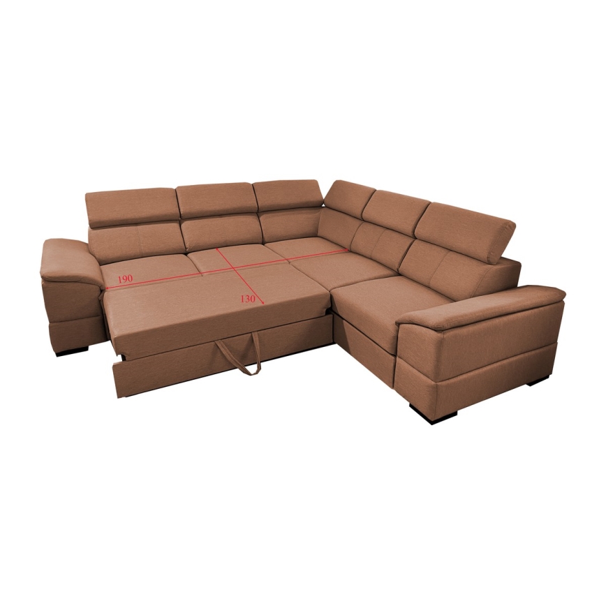 Salon d'angle universel pliable avec un espace de stockage GRANADA marron