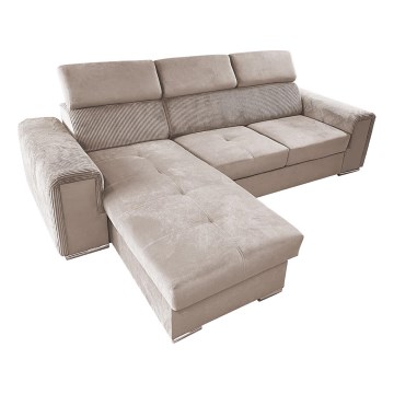 Salon d'angle universel pliable avec un espace de stockage SALVADA beige