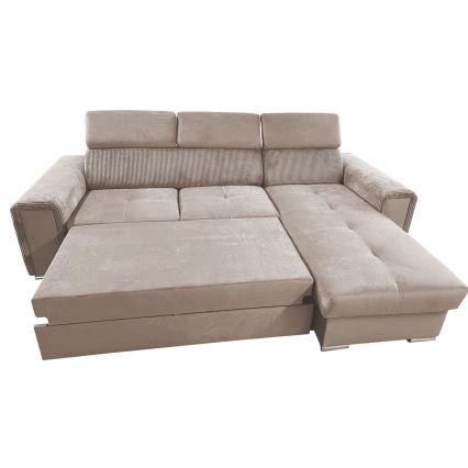 Salon d'angle universel pliable avec un espace de stockage SALVADA beige