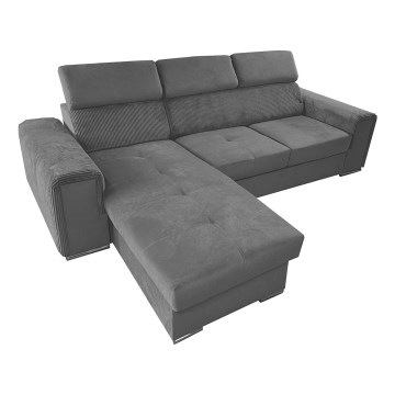 Salon d'angle universel pliable avec un espace de stockage SALVADA gris foncé