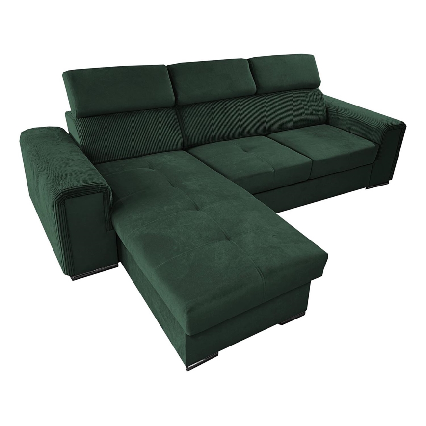 Salon d'angle universel pliable avec un espace de stockage SALVADA vert