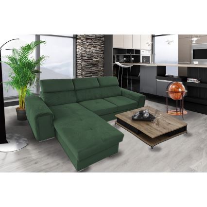 Salon d'angle universel pliable avec un espace de stockage SALVADA vert