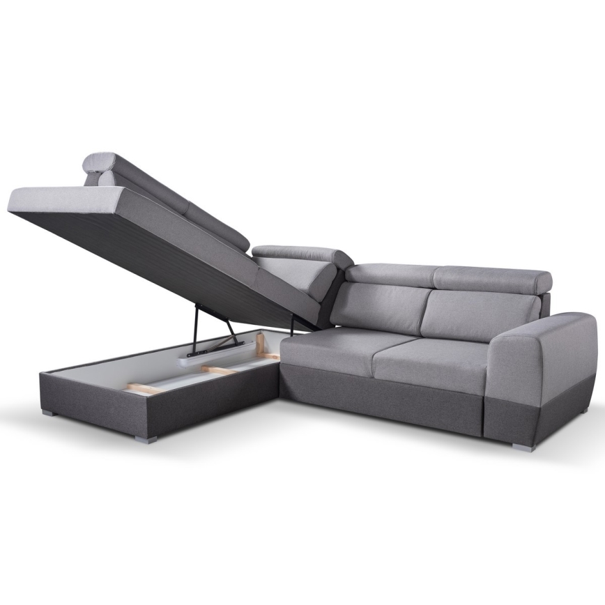 Salon de jardin d'angle pliable avec un espace de stockage MATRIX gris gauche