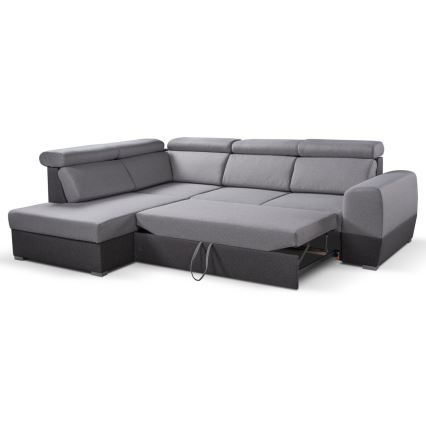 Salon de jardin d'angle pliable avec un espace de stockage MATRIX gris gauche
