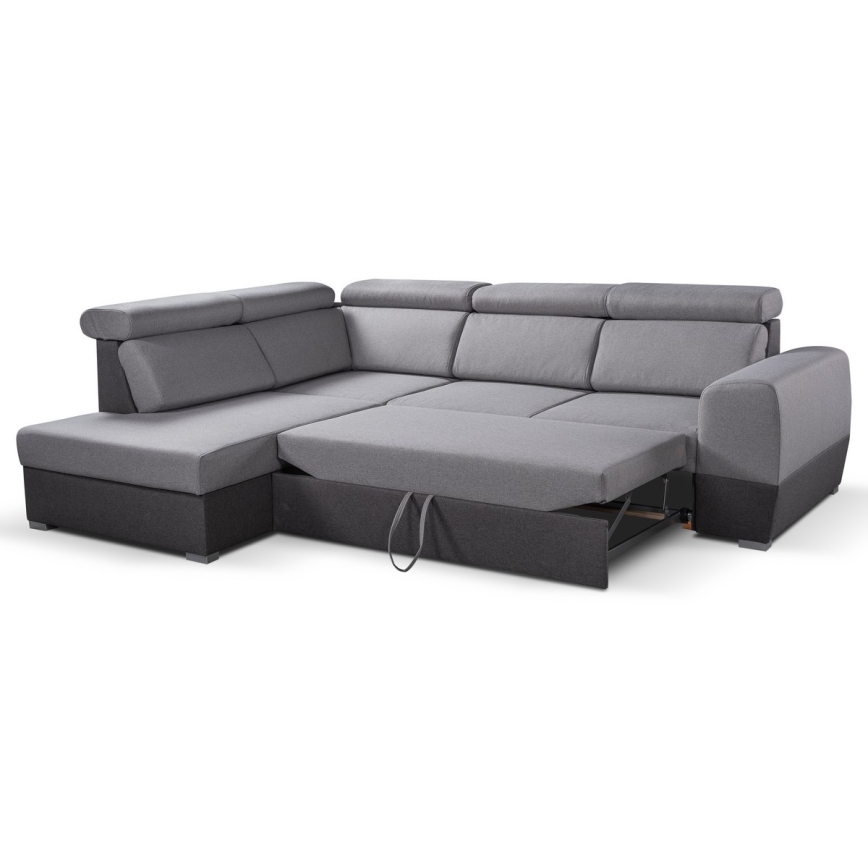 Salon de jardin d'angle pliable avec un espace de stockage MATRIX gris gauche