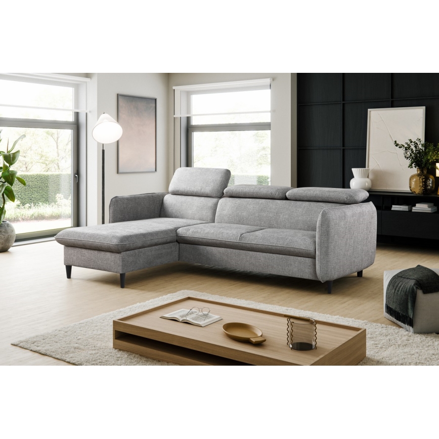 Salon de jardin d'angle pliable avec un espace de stockage NISA gris gauche